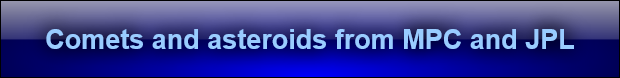 Comets and asteroids from MPC and JPL